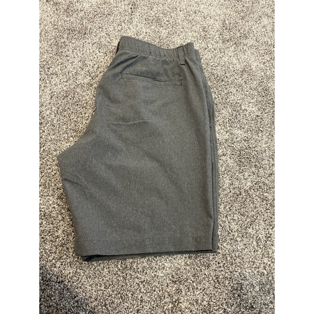 Under Armour Mens Golf Shorts Grey Performance Heathered Flat Front Size 34